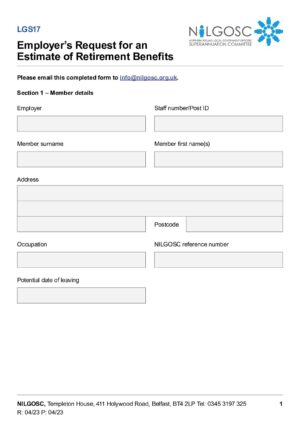 LGS17 – Employer’s Request for an Estimate of Retirement Benefits thumbnail
