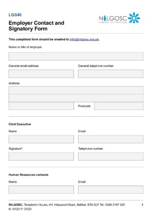 LGS40 – Employer Contact and Signatory Form thumbnail