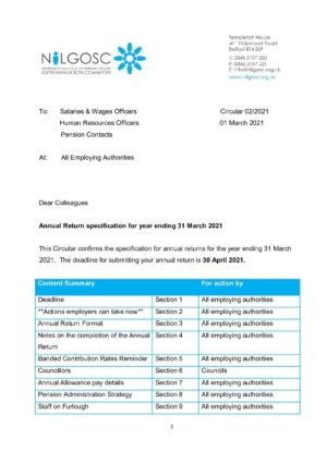 Circular 02/2021 – Annual Return specification for year ending 31 March 2021 thumbnail