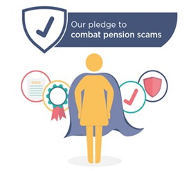 Image with text: Our pledge to combat pension scams