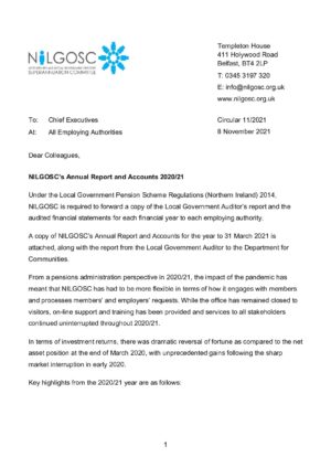 Circular 11/2021 – NILGOSC’s Annual Report and Accounts 2020/21 thumbnail