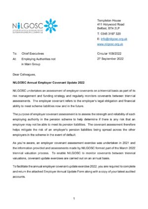Circular 10B/2022 – NILGOSC Annual Employer Covenant Update 2022 thumbnail