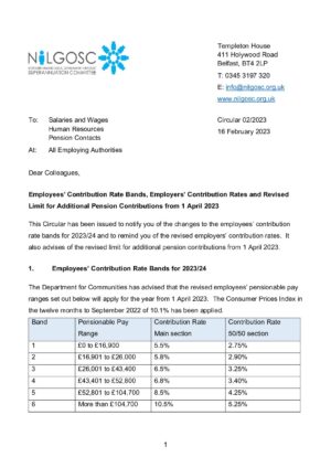 Circular 02/2023 – Employees’ Contribution Rate Bands, Employers’ Contribution Rates and Revised Limit for Additional Pension Contributions from 1 April 2023 thumbnail