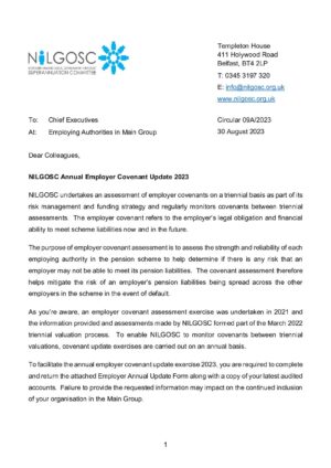 Circular 09C/2023 – NILGOSC Annual Employer Covenant Update 2023 thumbnail