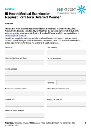 LGS22B – Ill-Health Medical Examination Request Form for a Deferred Member thumbnail