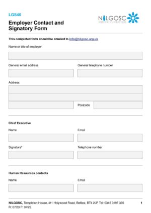 LGS40 – Employer Contact and Signatory Form thumbnail