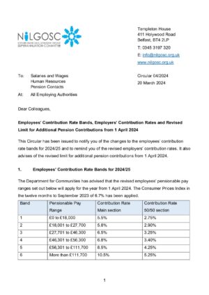 Circular 04/2024 Employee and Employer Contribution Rate Bands, APC limit revisal thumbnail