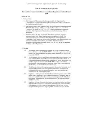 Explanatory Memorandum to The Local Government Pension Scheme (Amendment) Regulations (Northern Ireland) 2024 thumbnail