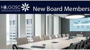 Template image of a typical committee setting with heading New Board Members.