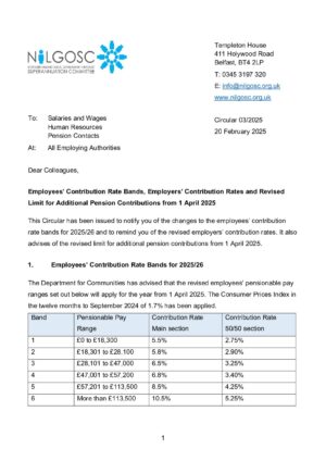 Document thumbnail: Circular 03/2025 Contribution Bands and APC Rates