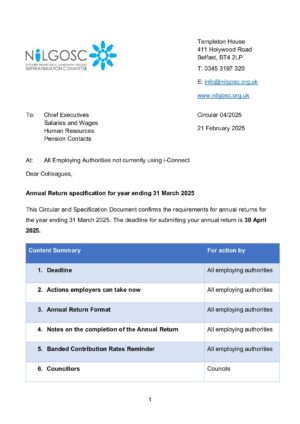 Document thumbnail: Circular 04/2025 Annual Returns for Year ending 31 March 2025