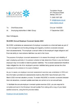 Circular 11A/2025 – Annual Employer Covenant Update (Main Group) thumbnail