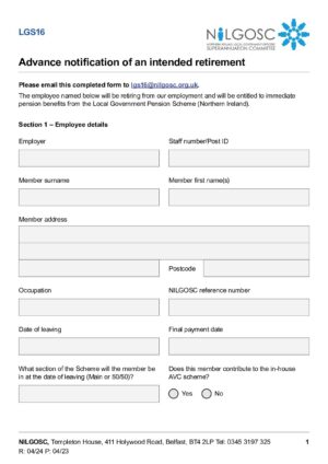 LGS16 – Advance Notification of an Intended Retirement thumbnail