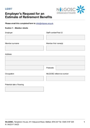 LGS17 – Employer Request for an Estimate of Retirement Benefits thumbnail