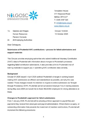 Circular 14/2025 – Prudential’s 2026 AVC Process regarding failed Submissions thumbnail