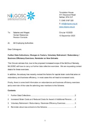 Circular 10/2023 – Further Data Collections, Changes in Factors thumbnail