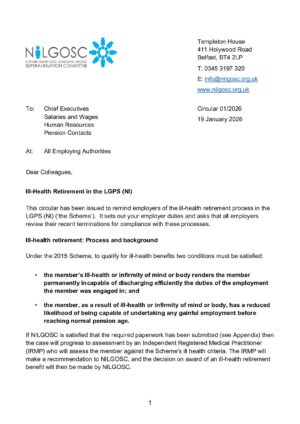 Circular 01/2026 – Ill-Health Retirement thumbnail