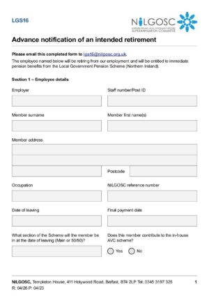 LGS16 – Advance Notification of an Intended Retirement thumbnail