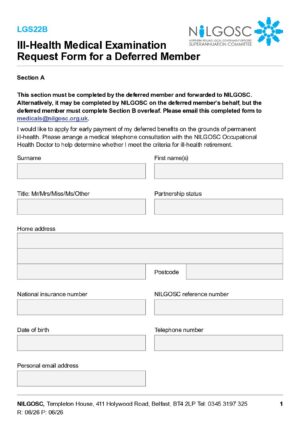 LGS22B – Ill-Health Medical Examination Request Form [Deferred Member] thumbnail