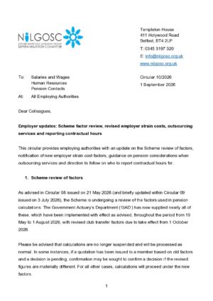 Circular 10/2026 Employer Updates – Scheme Factor review, strain costs, etc. thumbnail
