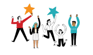 A group of people jumping